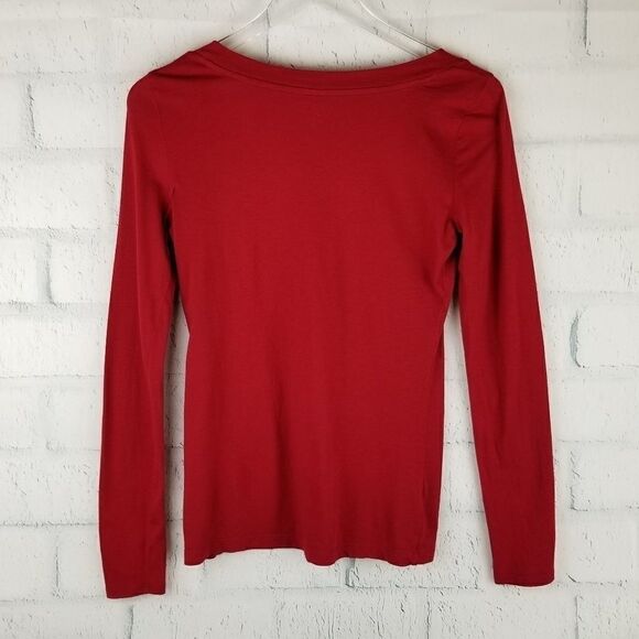 Ann Taylor Loft Red Long Sleeve Tee. Size XS - Picture 4 of 6